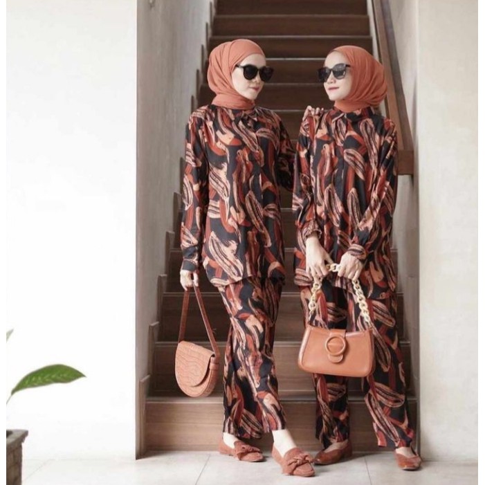 TERMURAH !!! ONE SET RAYON MOTIF / SETELAN WANITA