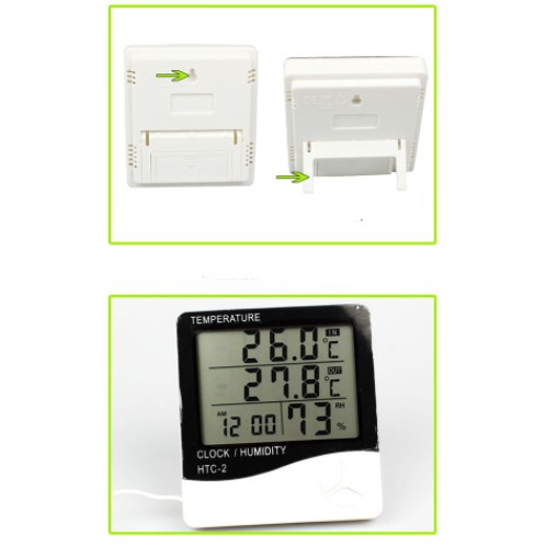 Pengukur Suhu Ruangan HTC 2 Hygrometer Digital Temperature Humidity with Clock Alarm Calendar