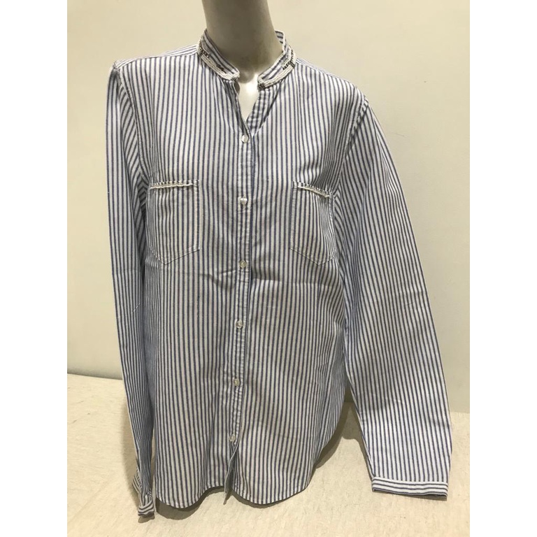 BLOUSE BERENICE ORIGINAL PRELOVED WARNA GARIS GARIS ABU ABU SIZE L