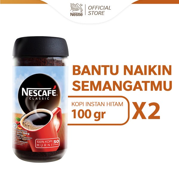 

NESCAFE Classic Kopi Instan Kopi Hitam 100g Jar 2pcs