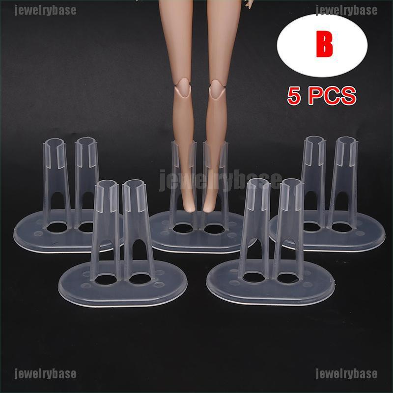 Base Stand Holder Display Boneka Barbie Bahan Plastik Transparan Isi 5PCS