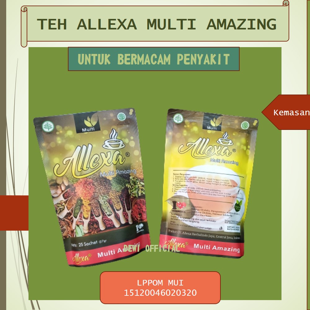 

Teh ALLEXA Multi Amazing Aman Untuk Pria Dan Wanita Busui Minuman Herbal Teh Herbal BPOM dan HALAL MUI Untuk Mag, Darah Tinggi, Asma, Asam Urat, Nyeri Sendi, Paru-Paru, Jantung, Stroke dll 25 sct [DIJAMIN ORIGINAL]