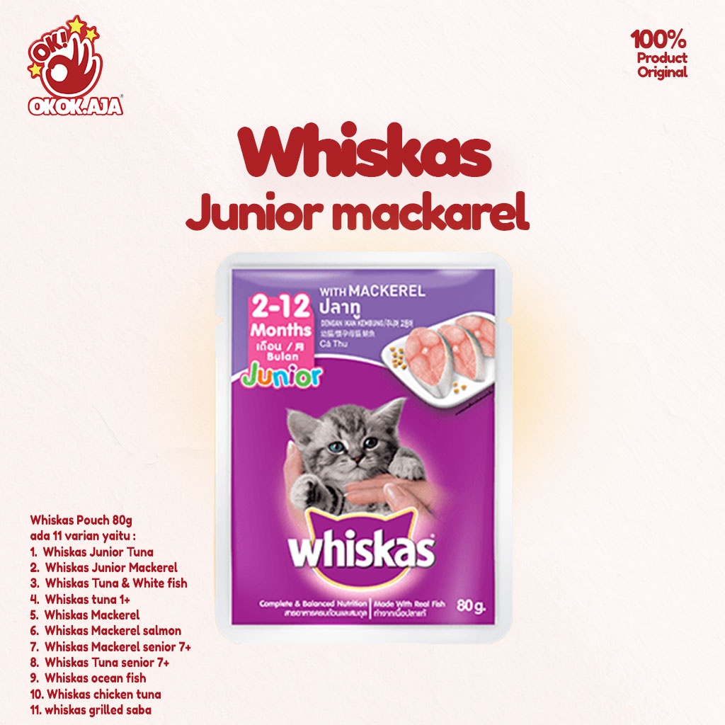 Whiskas Pouch 80g Makanan kucing basah premium dan murah