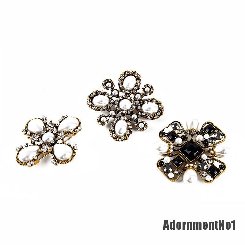 (Adornmentno1) Pin / Bros Aksen Mutiara Imitasi Model Retro Untuk Wanita