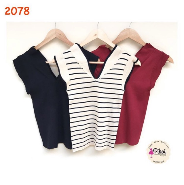 Baju bangkok ready / baju knit korean style / blouse rajut murah / blouse import polos murah / 2078