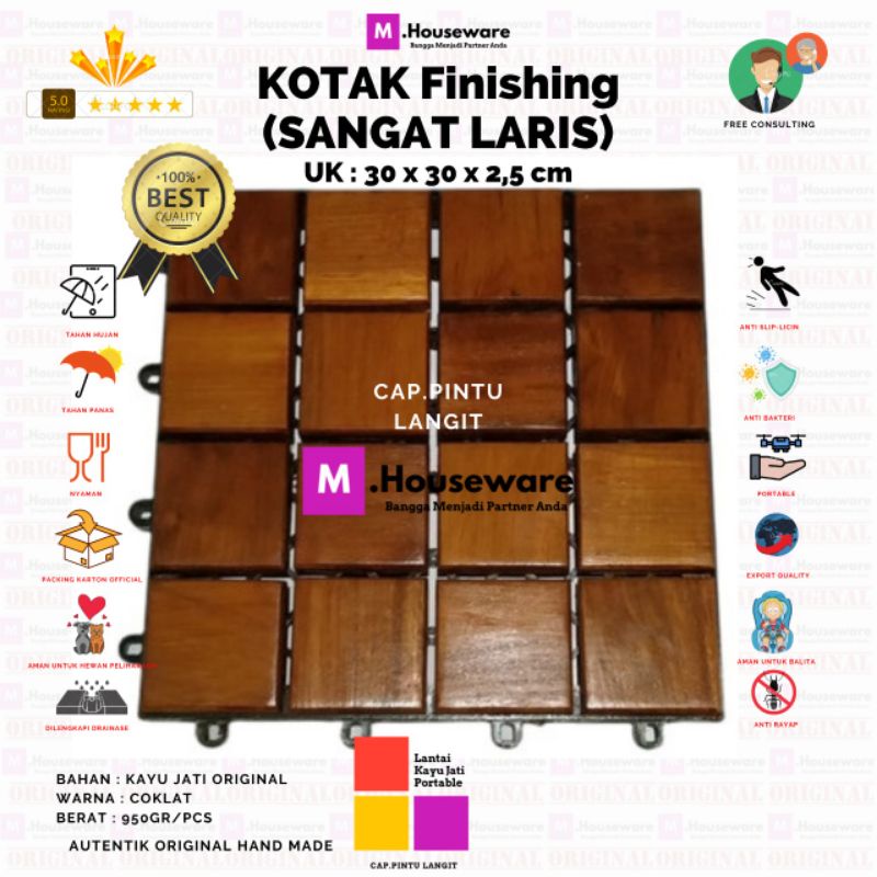 Lantai Kayu Motif Kotak / Decking Tile Kayu Jati UK 30x30cm