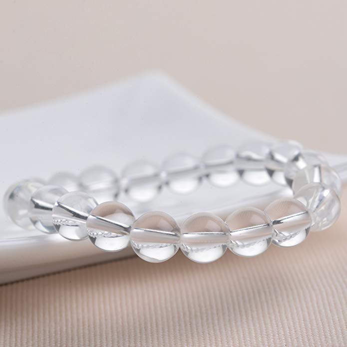 Gemstone Clear Quartz Beaded 8Mm Bracelet Chakra Reiki Healing Stretch Bracelet