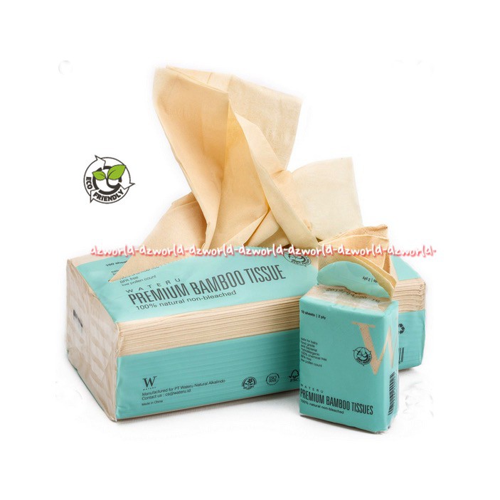 Wateru Premium Bamboo Tissue 150 Sheets 2Ply Tissu Natural Coklat