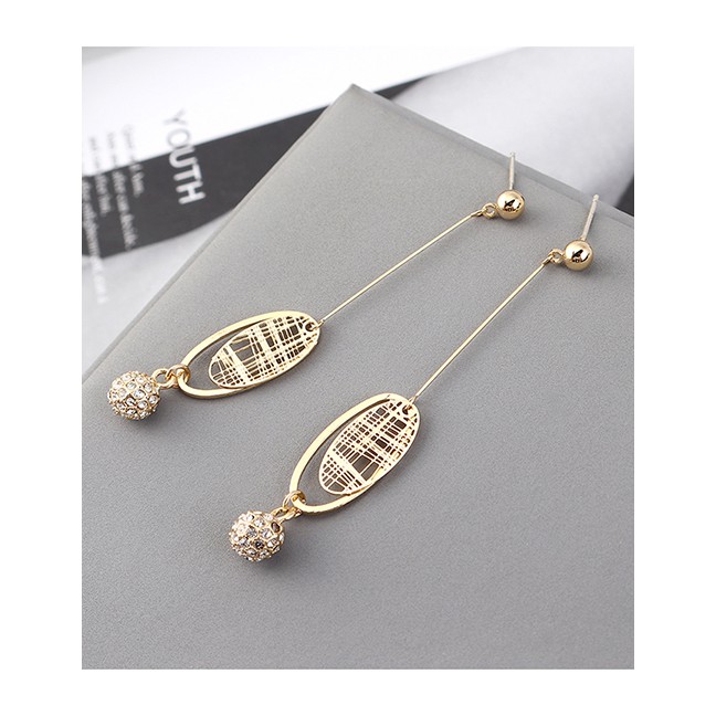 LRC Anting Tusuk Fashion Plated Gold Ball S925 Silver Needle Stud Earrings Y62564