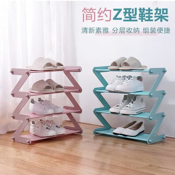 [COD] Rak Sepatu Portable simple  Zig Zag Rak Sepatu 4 Susun Shoe Rack Sandal Holder Mudah Bongkar Pasang Rak Serbaguna