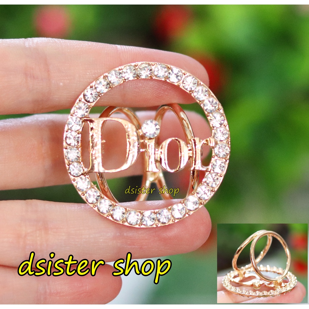 Bros Cincin Part 1 Ring Hiasan Aksesoris Syal Hijab HURUF Permata Hitam Putih-Ring D Emas Bulat