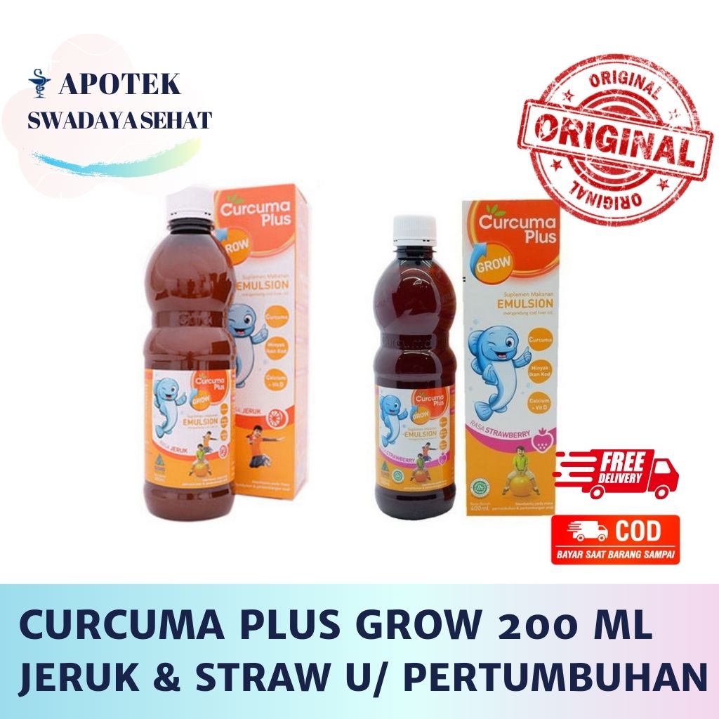 CURCUMA Plus Grow Emulsion 200 ML Rasa Jeruk Dan Strawberry - Multivitamin Suplemen Pertumbuhan Anak