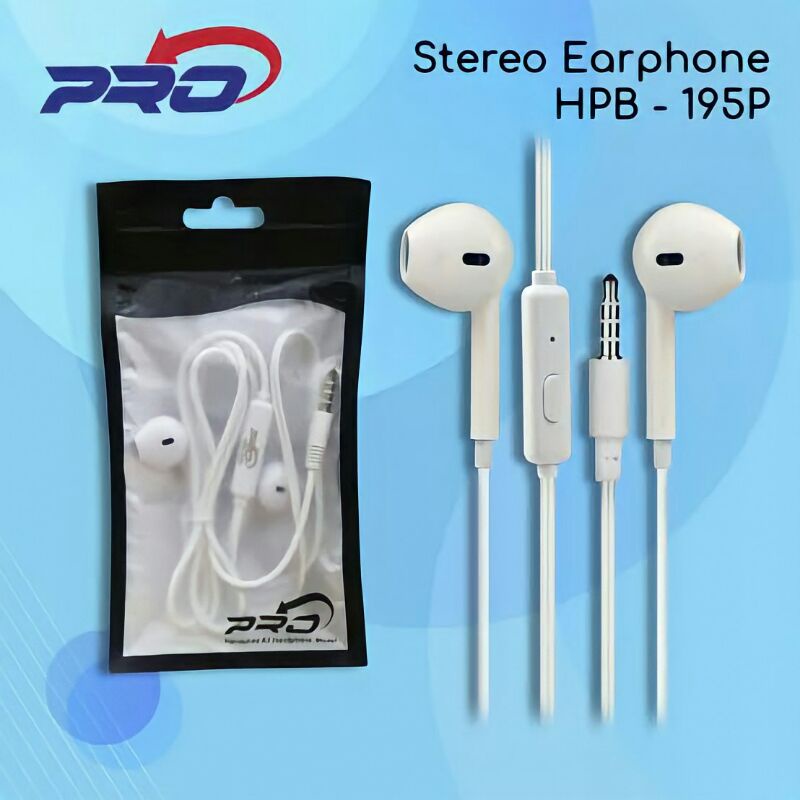 HEADSET HANDSFREE HF PRO HPB-195P STEREO EARPHONE HPB195P MURAH BERKUALITAS