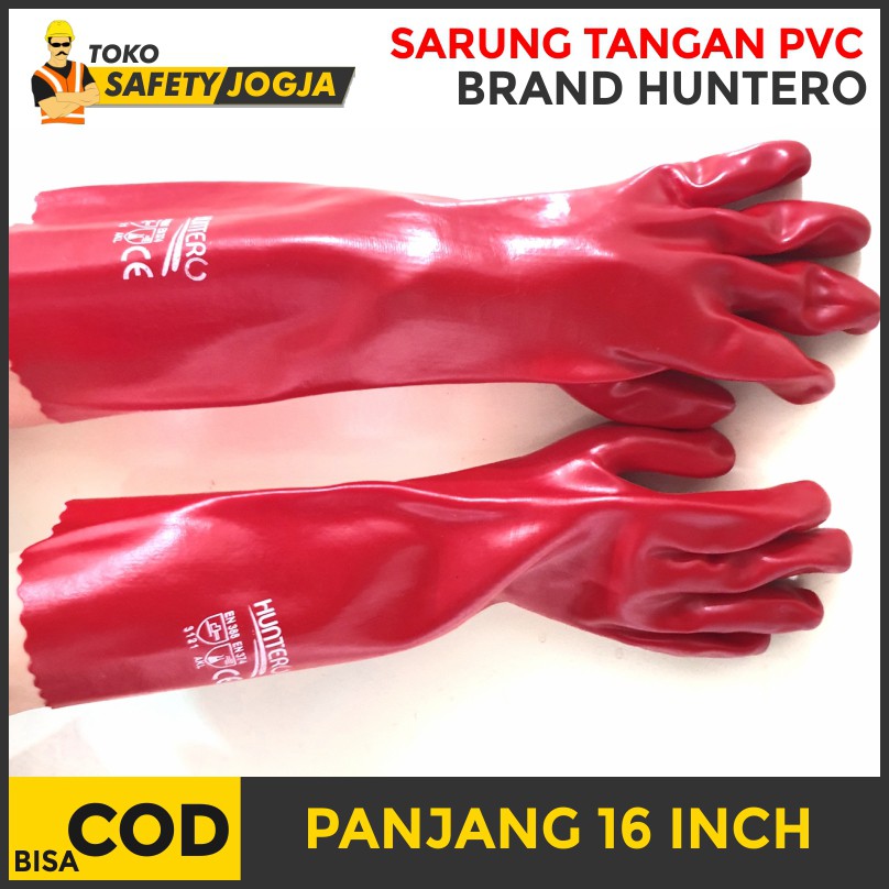 SARUNG TANGAN CHEMICAL KIMIA PVC 16 INCH HUNTERO KARET