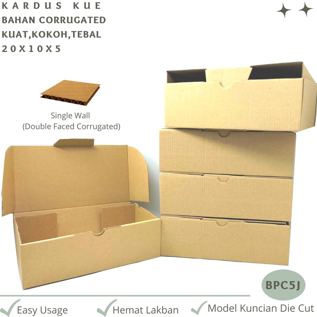 Kardus Brownies 20X10X5 Corrugated Die Cut E-flute (BPC5J)