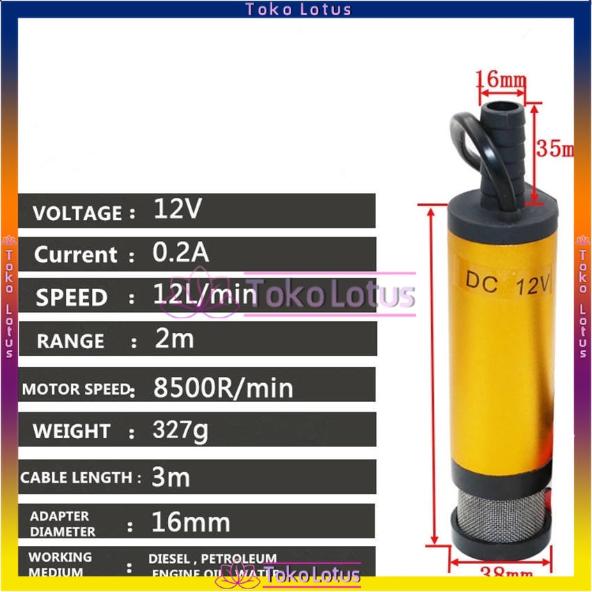 Solar Air Submersible Pompa Minyak Celup Air Mini Kecilmp Mini Oli Portable 12V / 24V Diesel Pumpberkualitas