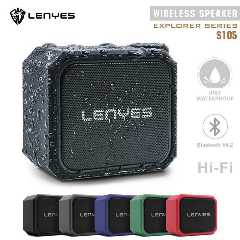 LENYES S105 Speaker Bluetooth waterproof ipx7 outdoor wireless TWS HIFI BASS anti air tahan banting original