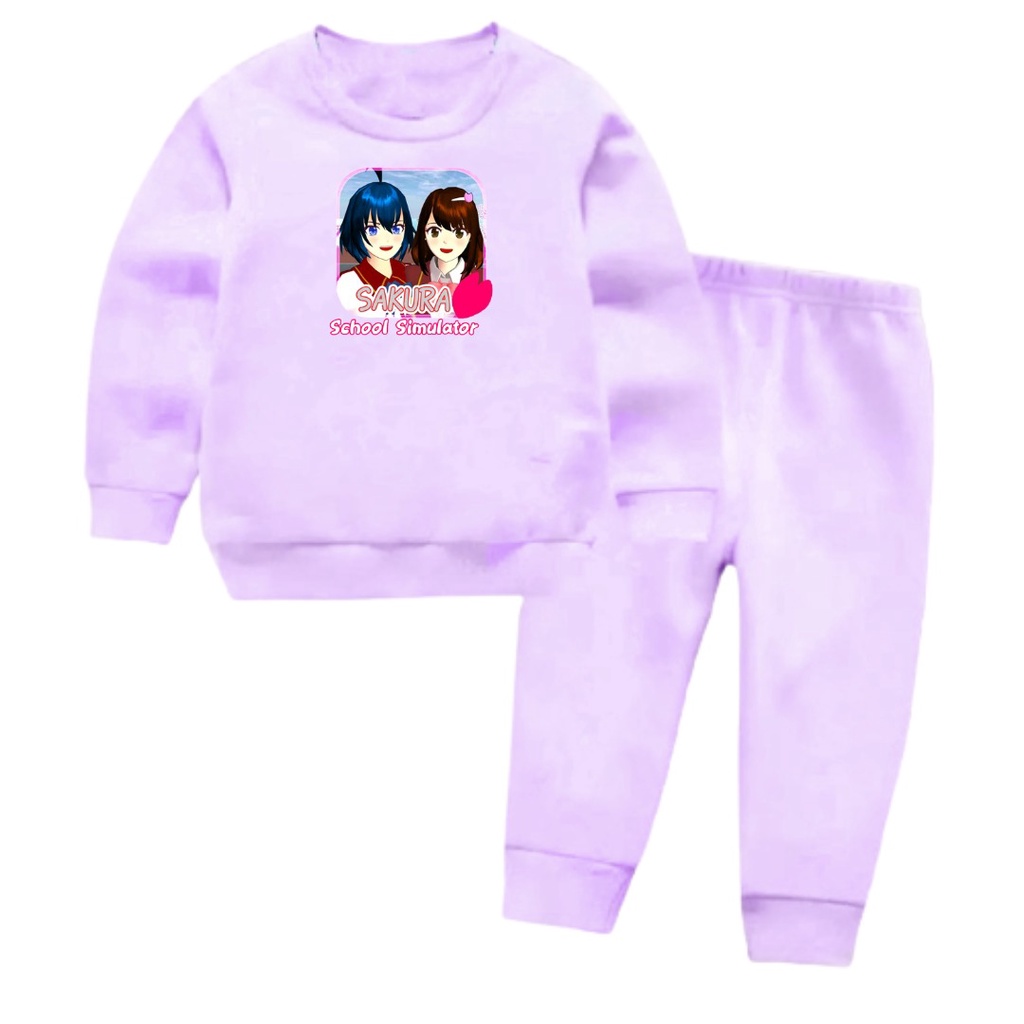 Setelan Sweater Anak SAKURA Basic Oblong Size S,M,L/COD