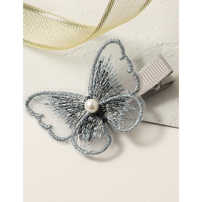 LRC Jepit Rambut Fashion dimensional Butterfly Pearl Mesh Embroidery Hair Clip K41632