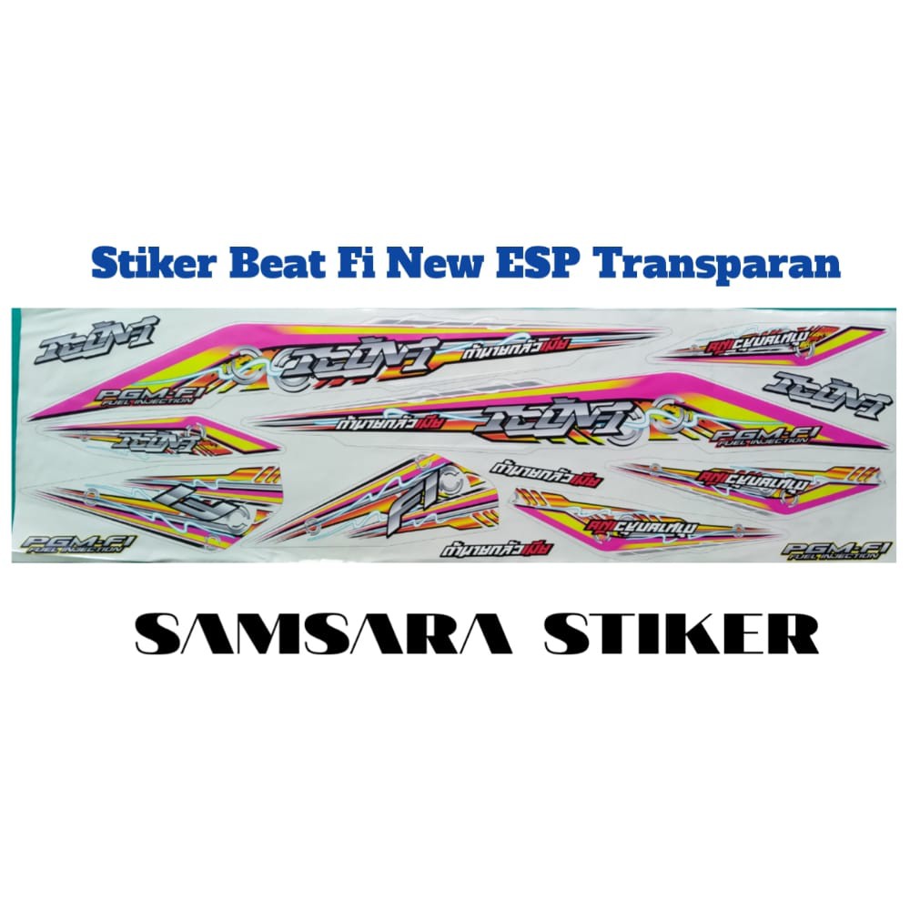 stiker motor beat fi new esp transparan pink