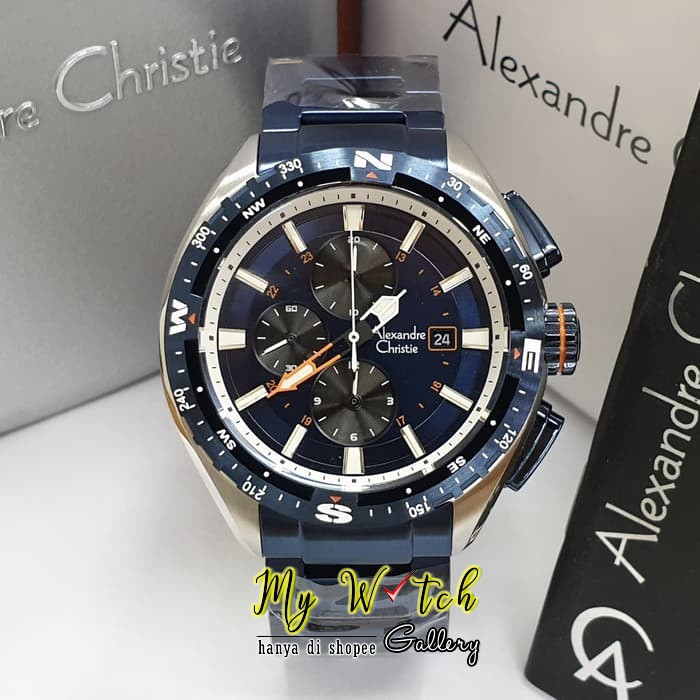 Jam Alexandre Christie Pria 6436 Blue Silver / Alexander Christie Jam Tangan Pria 6436