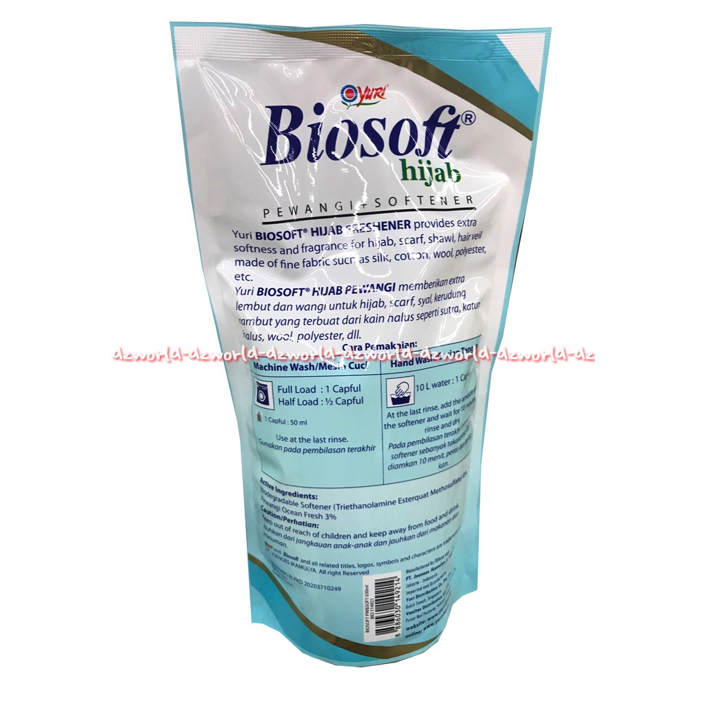 Biosoft Hijab 630ml Pewangi Ocean Fresh Pewangi Untuk Kain Hijab Dan Kain Halus Lainya Reffil ISi Ulang Refill