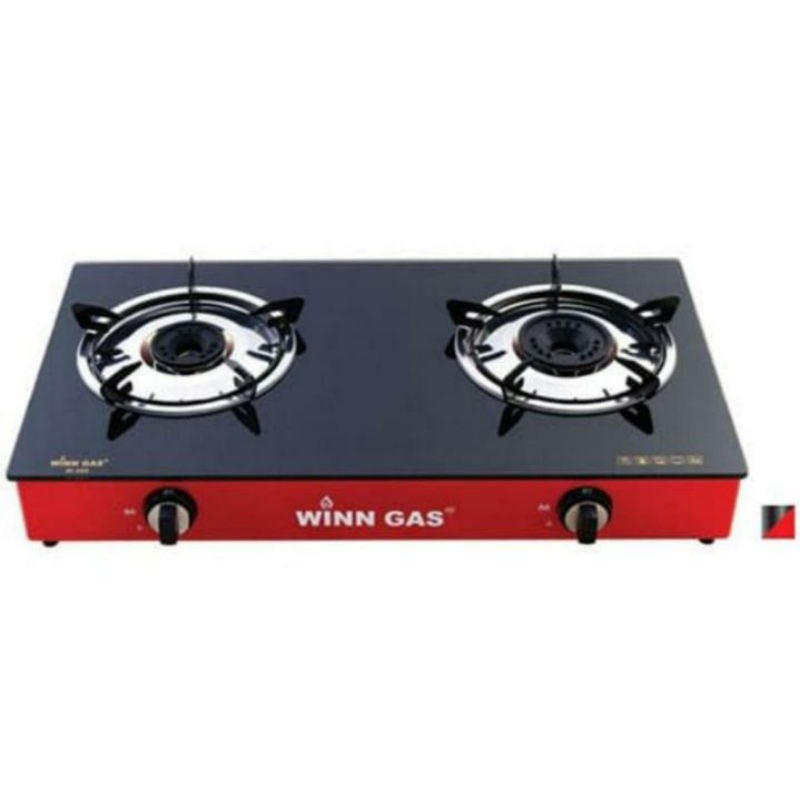 Winn Gas , W 388  , Win Gas ,  Kompor Gas Kaca , 2 Tungku + Selang Regulator Winn Gas