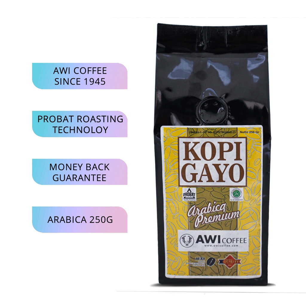 

Awi Kopi Gayo Arabica Premium 250Gr Biji | Roasted Coffee Beans | Aceh Grade 1 Kualitas Ekspor