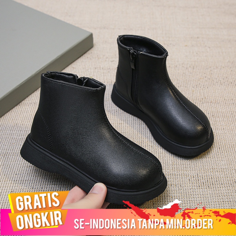 Sepatu Anak Gas Velvet Pendek Sepatu Bot Musim ngin 2021 Anak-anak  Kulit Tebal Boots Putri Boots Ha