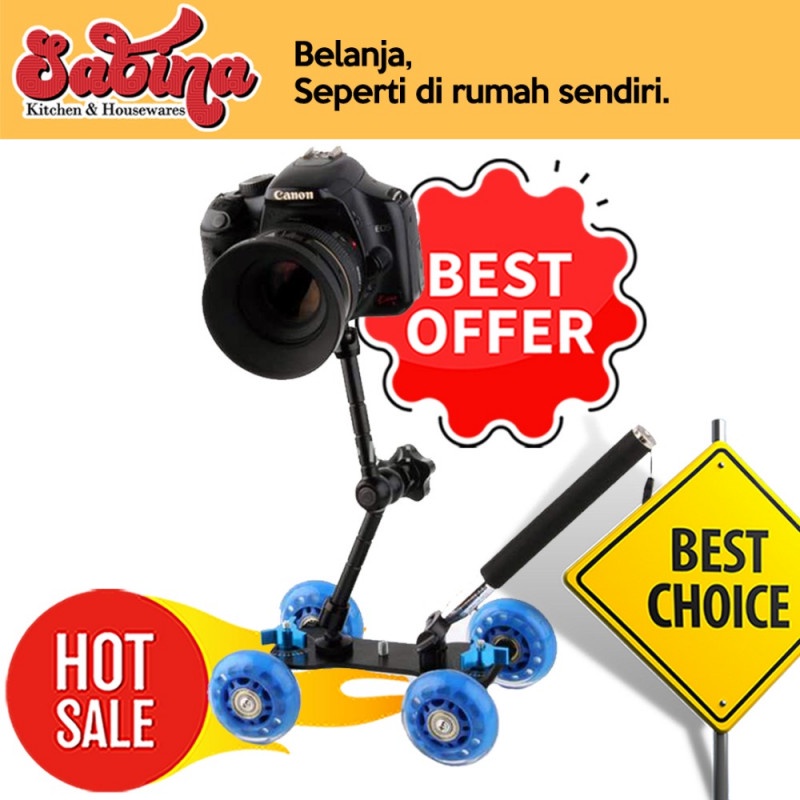 Slider Troli Mini Roda Kamera DSLR Arm Monopod Perlengkapan Studio