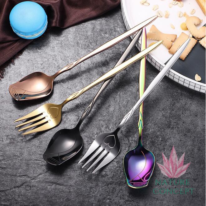 Sendok Garpu Unik Mawar SET Stainless Steel Fork Spoon Rose