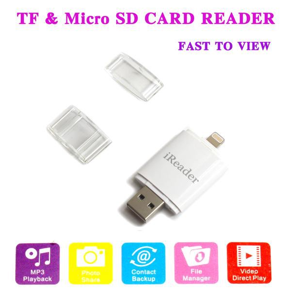 324 iReader 3 in 1 for Iphone Ipad Ipod with Memory Slot Micro USB