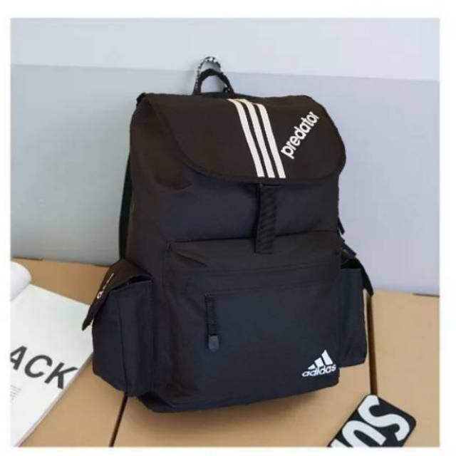 Ransel Sablon Adidas Predator Tas Sekolah Wanita Tas Nilon Hitam Ransel Anti Maling Wanita Ransel Travel Wanita Kasual Tas Punggung Korea Mochilaz