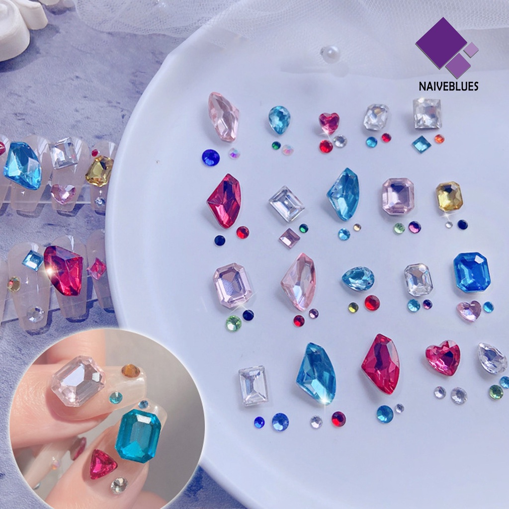 Naiveblue Berlian Imitasi Bentuk Hati Untuk Dekorasi Nail Art DIY