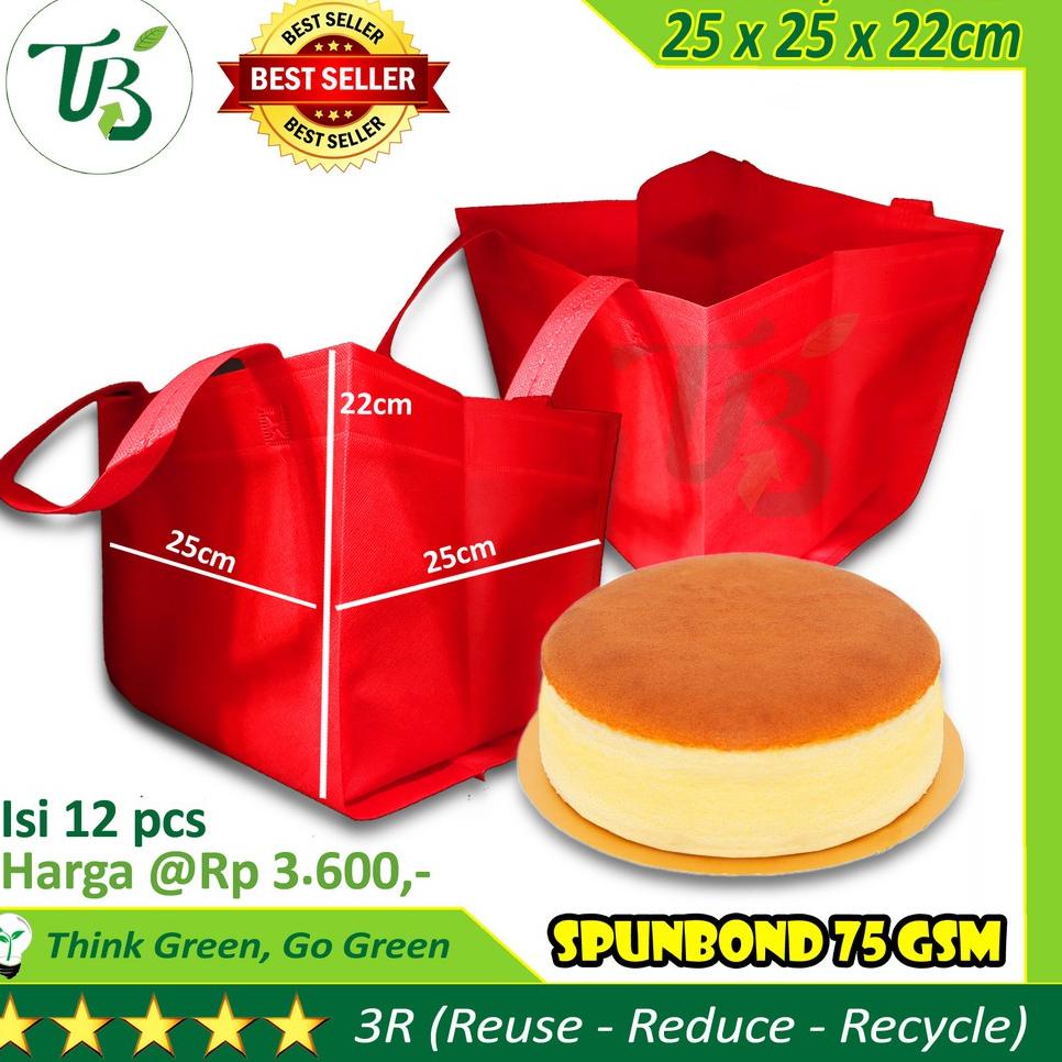 

TAS KUE KOTAK SPUNBOND TBI UKURAN 25cm x 25cm x 22 cm GOODIE BAG BOX CAKE LUNCH BOX BUKAN PAPER BAG