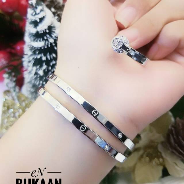 Titanium gelang dan cincin 1710d