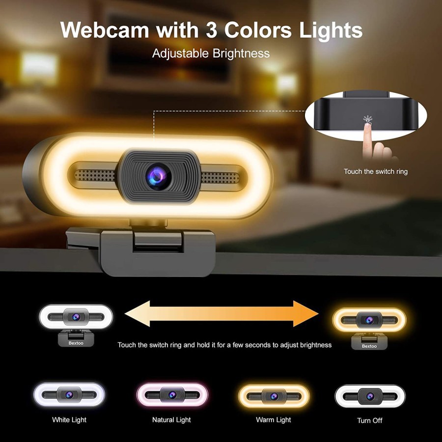 Webcam Camera HD 2K AF Camera USB Ring Light Color Selfie Matrix B18