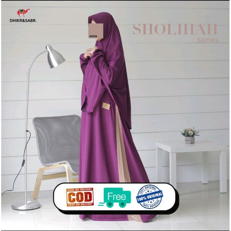 Baju Syari Gamis Wanita Terbaru Kaos Polos Sholihah Series Dhikr & Sabr