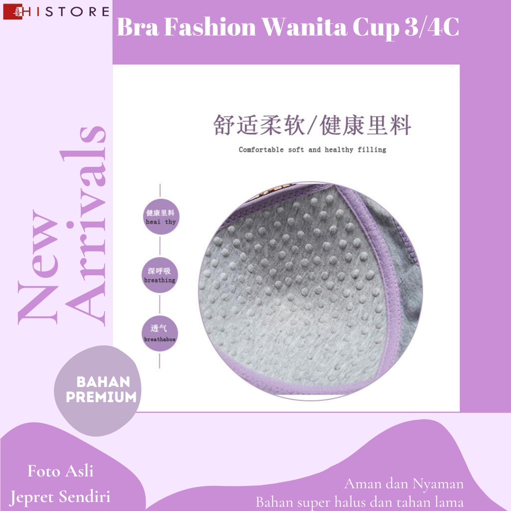 [HI]Bra BH JUMBO CUP 3/4C Fashion Wanita Bra wanita Premium Busa Tipis Tanpa Kawat Sangat Nyaman 180