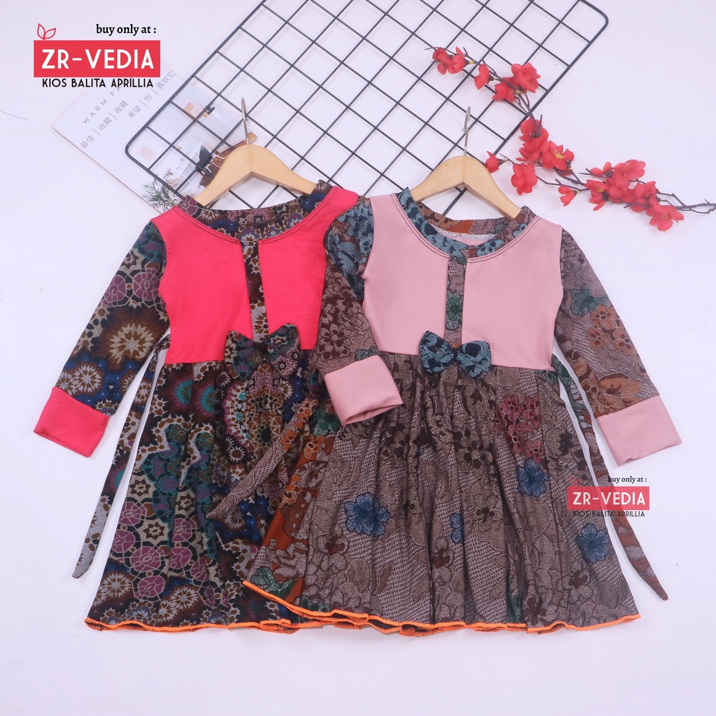 Dress Valencia 1-2 Tahun / Dres Anak Lengan Panjang Pesta Baju Perempuan Fashion Kids Motif Adem kiosbalitaaprilia