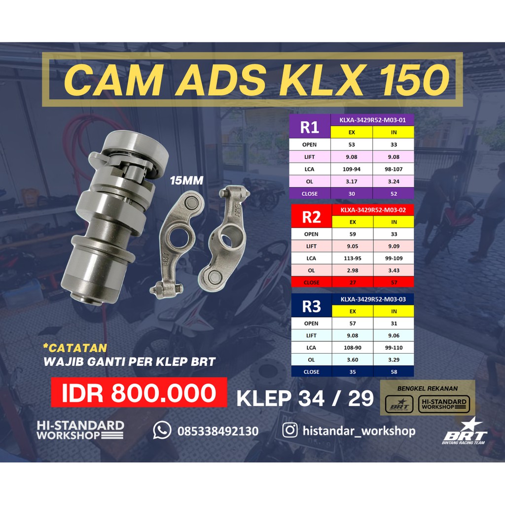 SUPER MASTER CAM BRT / NOKEN AS ADS KLX 150 D TRACKER KLEP 34 / 29