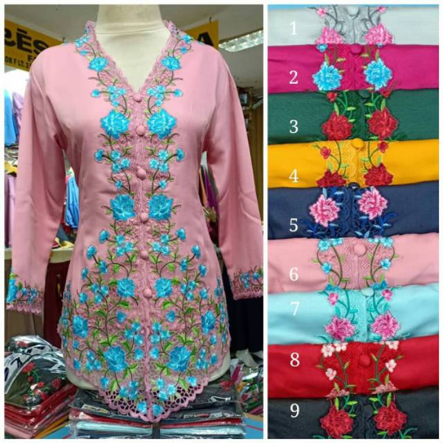 Kebaya bordir kembang kembang