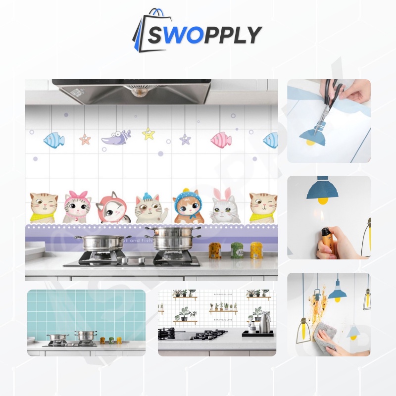 Swopply - HL0204 Wallpaper Stiker Dinding Dapur Anti Minyak Sticker Kitchen Sheet