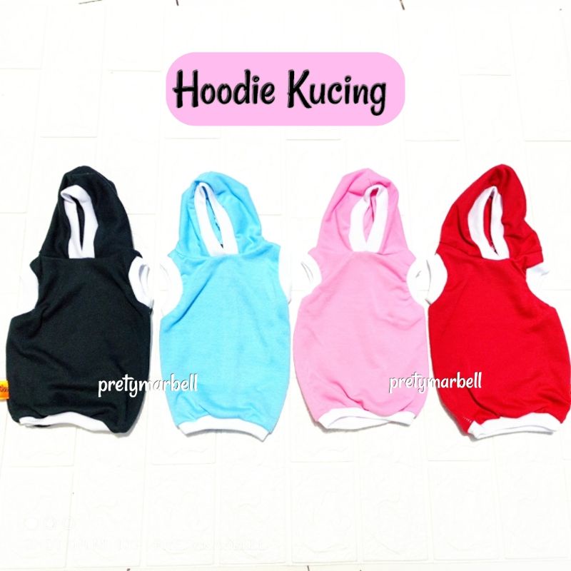 Kaos Baju Kucing Model Hoodie Polos Lucu