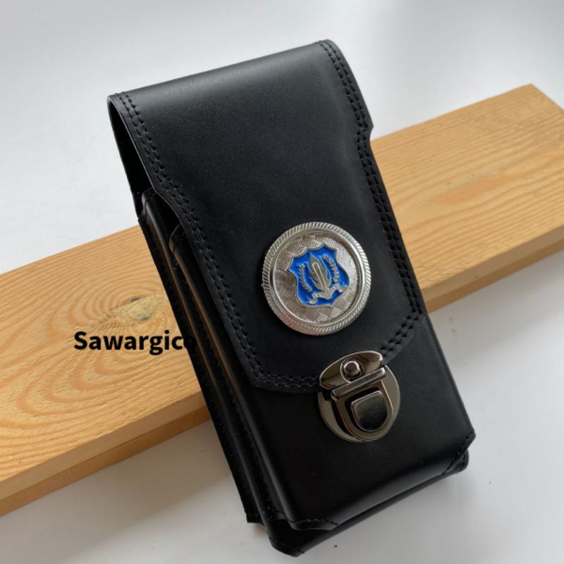 Dompet hp pinggang satpam kulit sapi asli Fullgrain