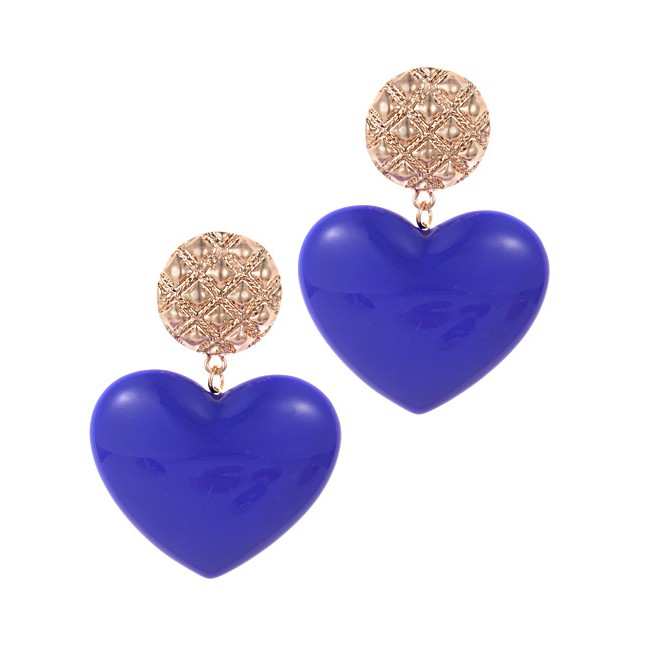 LRC Anting Tusuk Fashion Heart Shape Decorated Earrings