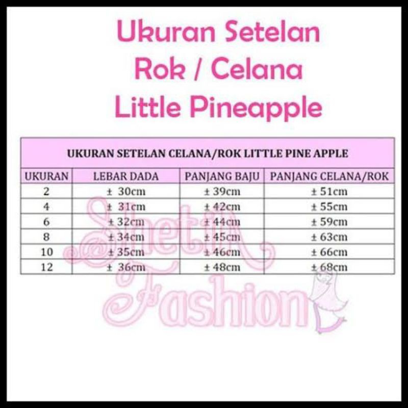 (2-8 TH) PROMO TERBATAS !! SETELAN ANAK ROK LITTLE PINEAPLE LP 95A SPECIAL PRICE LITTLE PINEAPPLE