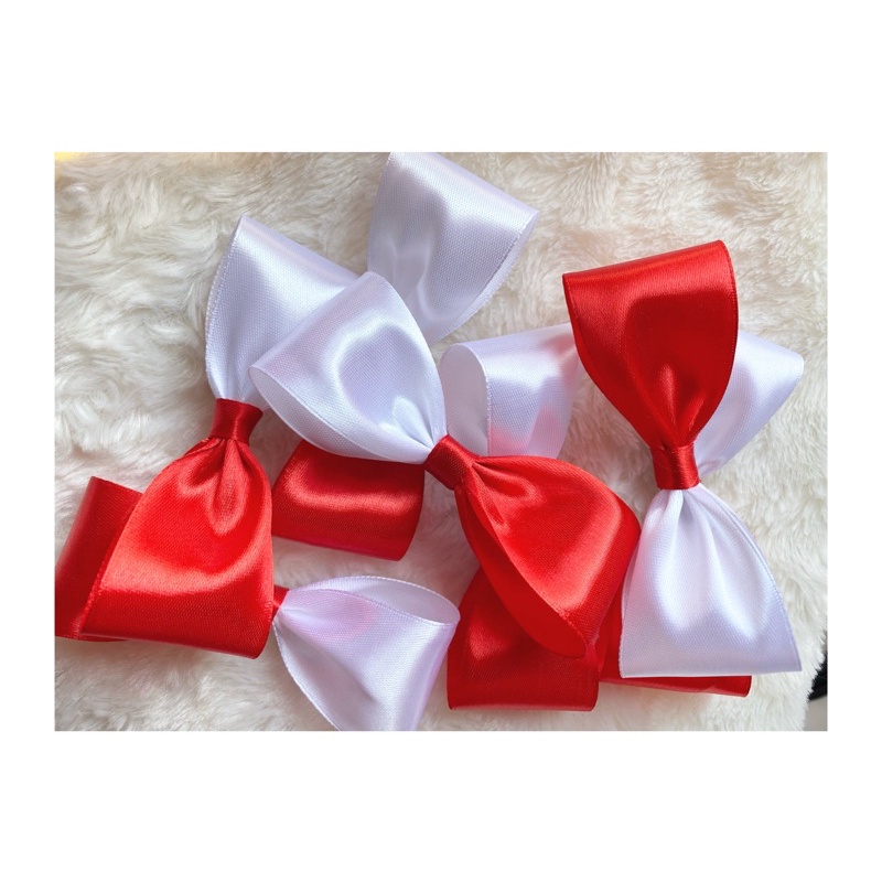 Jepit Jepitan pita satin glitter merah gold / Christmas / Natal / Desember / December