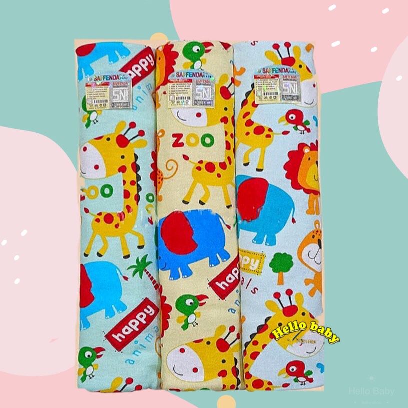 3 PCS Bedong Premium 110 x 90 cm, Selimut Bayi SNI SAFFENDA  -  WARNA MOTIF