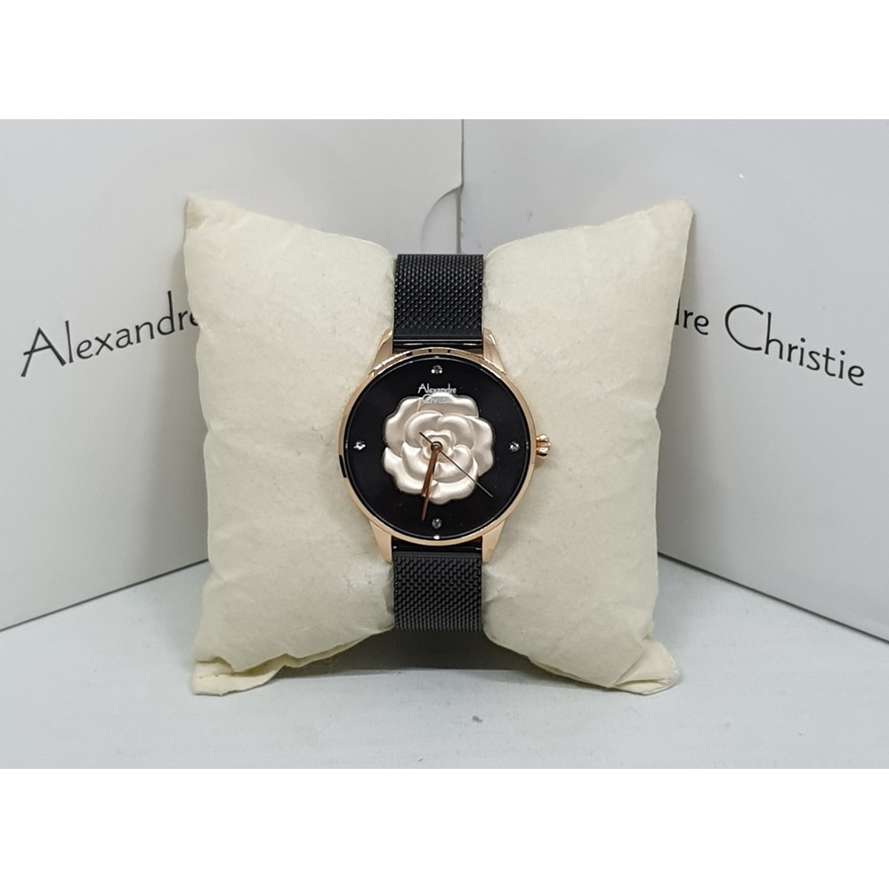 Alexandre Christie Ac 2723 Rosegold Black Jam Tangan Wanita Original